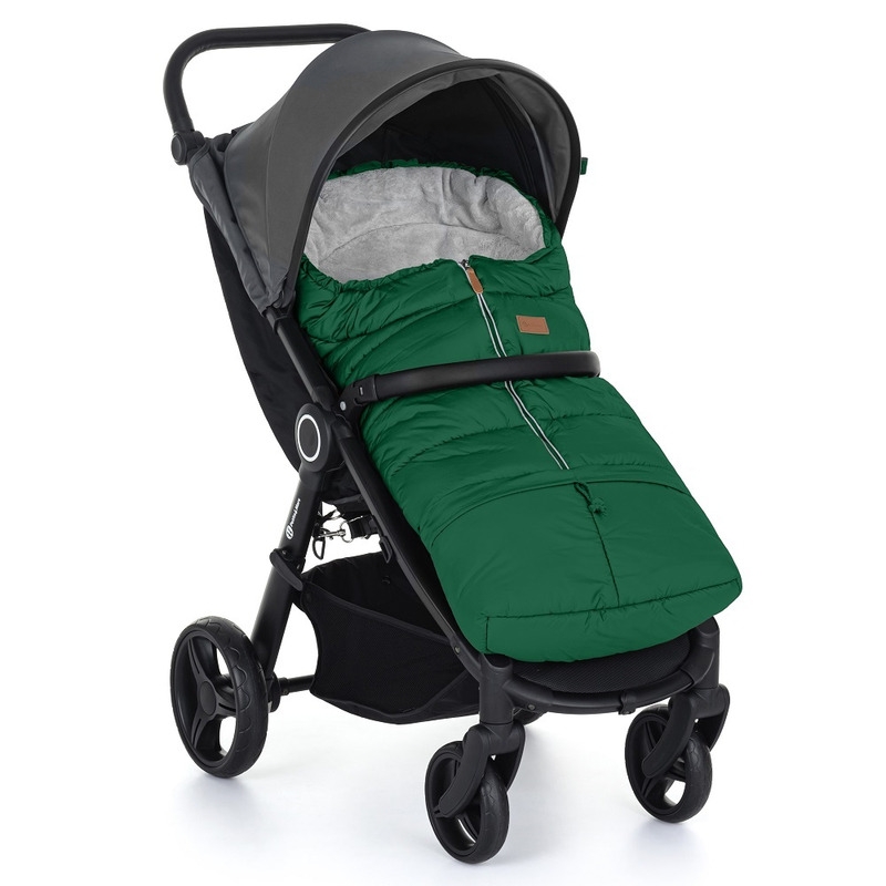 Petite&Mars - Sac de iarna pentru carucior, landou sau scaun auto Jibot, 100x48 cm, Impermeabil, Cu elemente reflectorizante, Extensibil, 3 in 1, Green