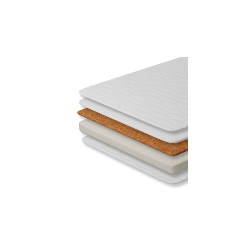 Petite&Mars - Saltea copii Coco Dream, Cocos-Spuma, Cu husa detasabila, 120x60x8 cm, Alb