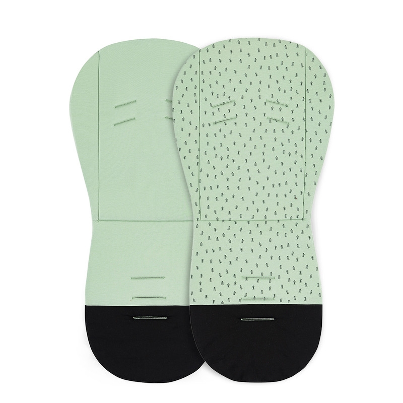 Petite&Mars - Salteluta pentru carucior din spuma cu memorie, Reversibila, Din bumbac, Design copacei, Verde