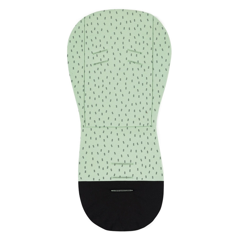 Petite&Mars - Salteluta pentru carucior din spuma cu memorie, Reversibila, Din bumbac, Design copacei, Verde