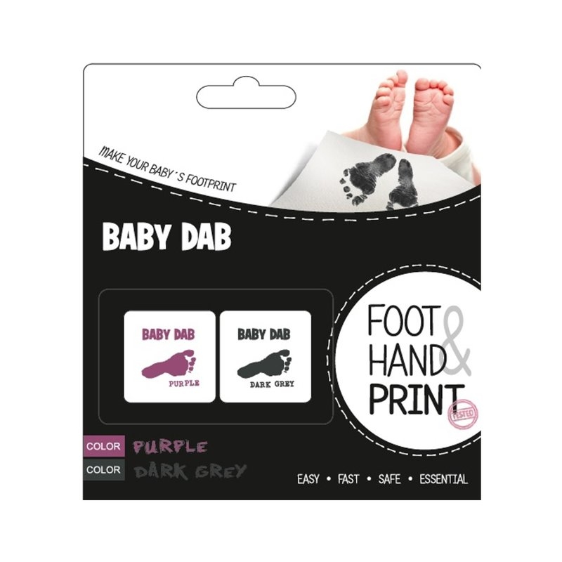 Petite&Mars - Set amprente mulaj cu cerneala Baby Dab Violet si Gri