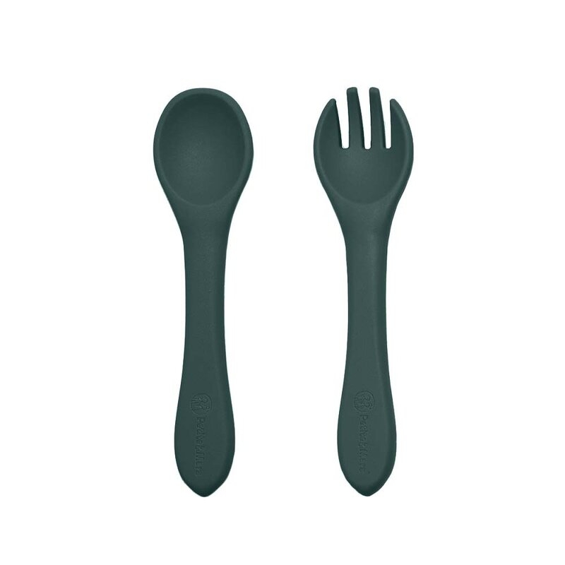 Petite&Mars - Set tacamuri din silicon fara BPA, Take&Match, 6 luni+, Verde inchis