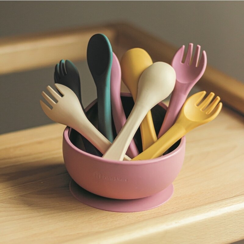 Petite&Mars - Set tacamuri din silicon fara BPA, Take&Match, 6 luni+, Roz