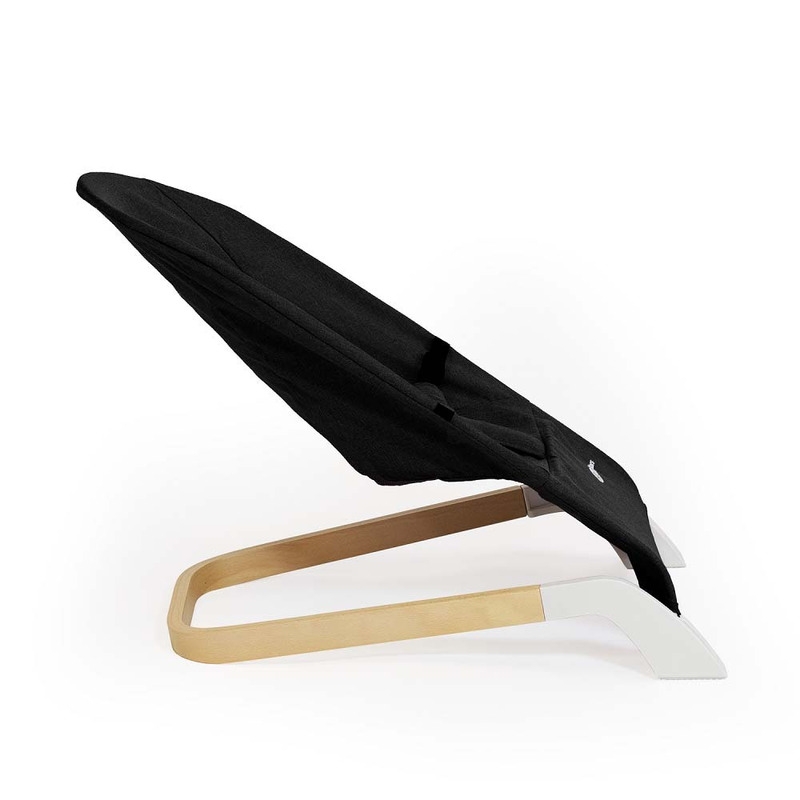 Petite&Mars - Sezlong balansoar, Calmy, Cu centura in 3 puncte, De la nastere pana la 9 kg, Negru