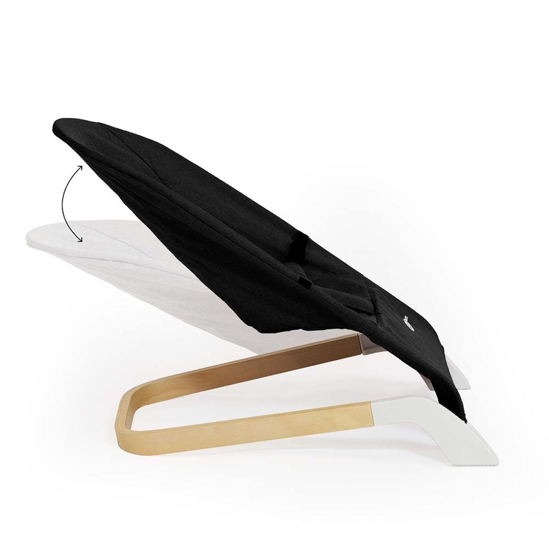 Petite&Mars - Sezlong balansoar, Calmy, Cu centura in 3 puncte, De la nastere pana la 9 kg, Negru