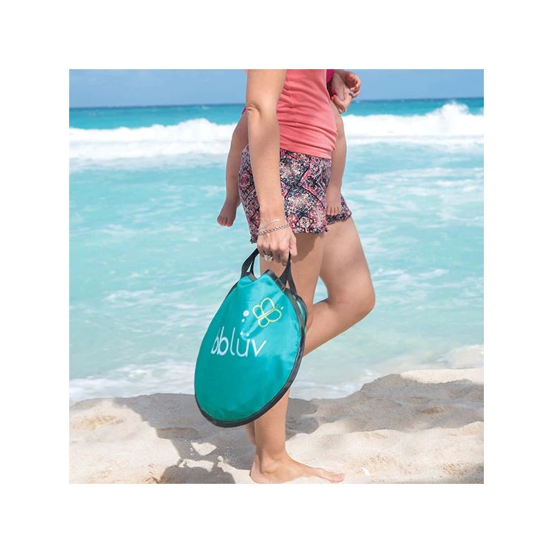 Piscina copii, Bbluv, Arena, Usoara si pliabila, Include o galeata si geanta de transport, Sistem pop-up, 75x20 cm, Blue