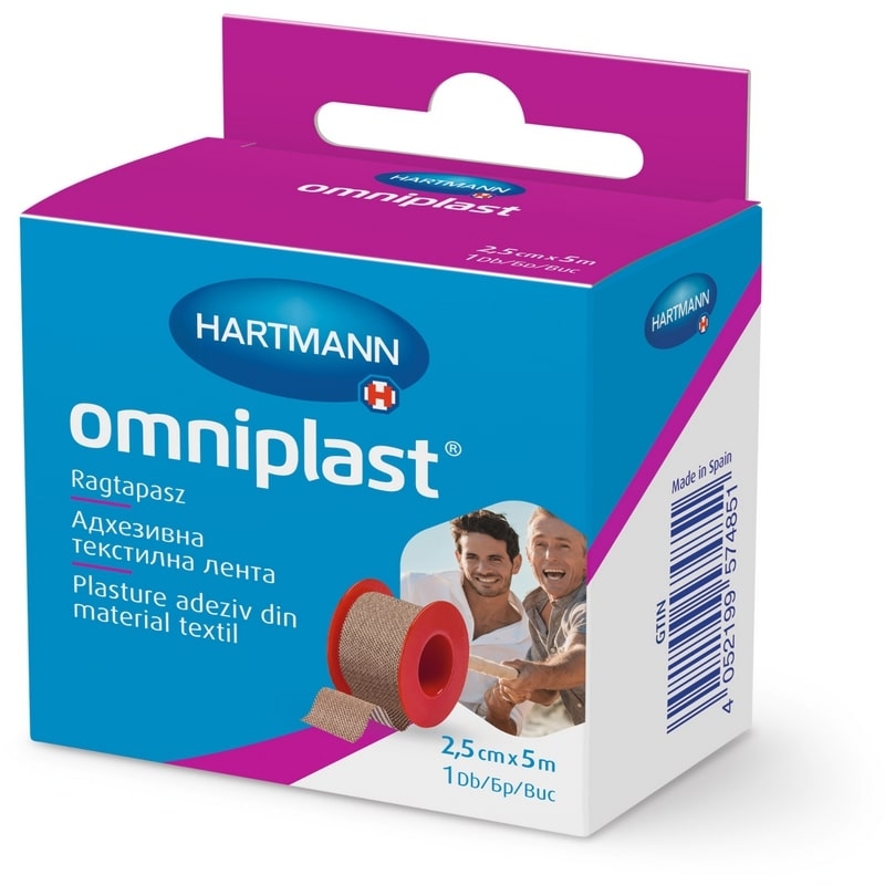 Plasture pe suport textil Omniplast, 2.5 cm x 5 m, 1 bucata, Hartmann