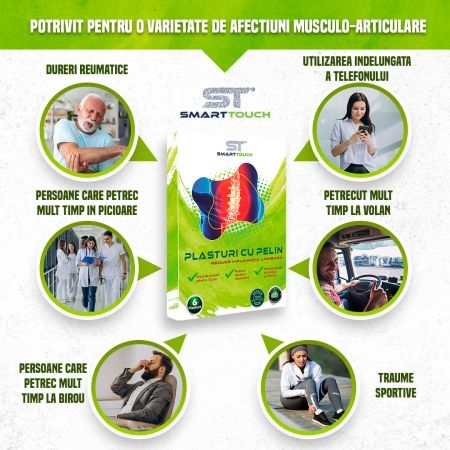Plasturi cu pelin pentru dureri lombare, 6 bucati, Smart Touch Plasturi cu pelin pentru dureri lombare, 6 bucati, Smart Touch