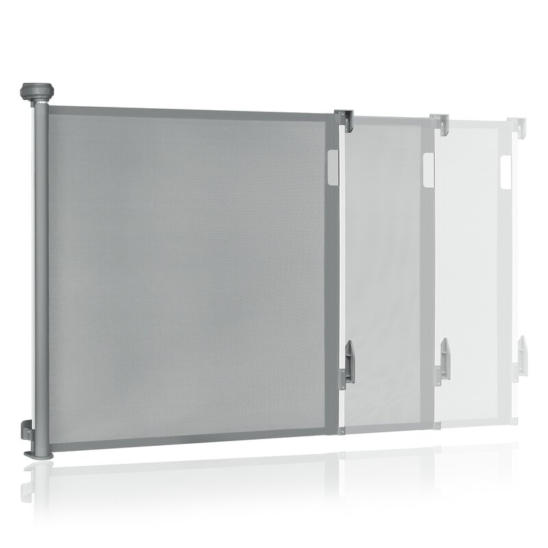Poarta de siguranta, Lionelo, Thea, Textila, Ofera vizibilitate, Retractabila, Mecanism dublu de blocare, Montaj universal, 80x140 cm, Conform cu standardul european de securitate EN1930, Gri