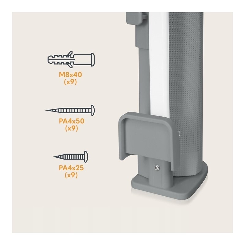 Poarta de siguranta, Lionelo, Thea, Textila, Ofera vizibilitate, Retractabila, Mecanism dublu de blocare, Montaj universal, 80x140 cm, Conform cu standardul european de securitate EN1930, Gri