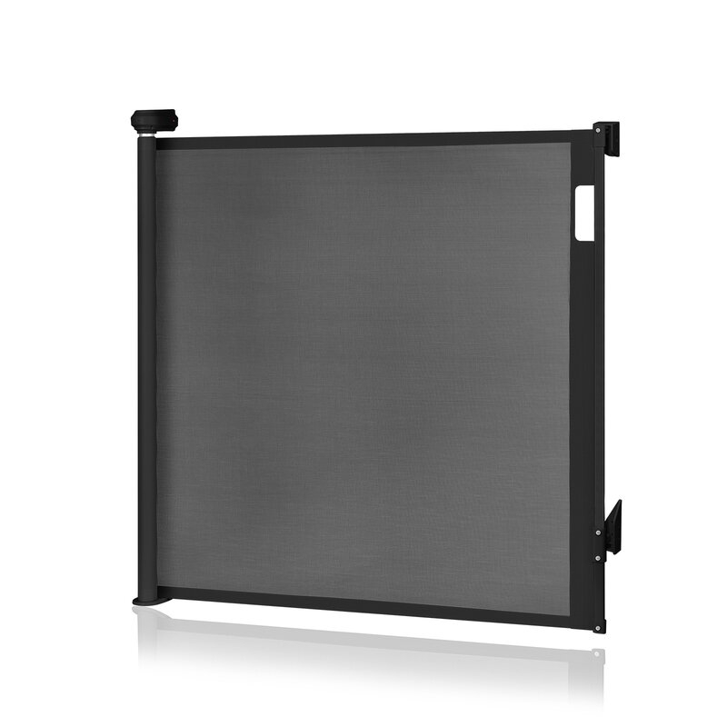 Poarta de siguranta, Lionelo, Thea, Cu suruburi, Textila, Retractabila, Mecanism dublu de blocare, Montaj universal, 80x140 cm, Conform cu standardul european de securitate EN1930, Negru