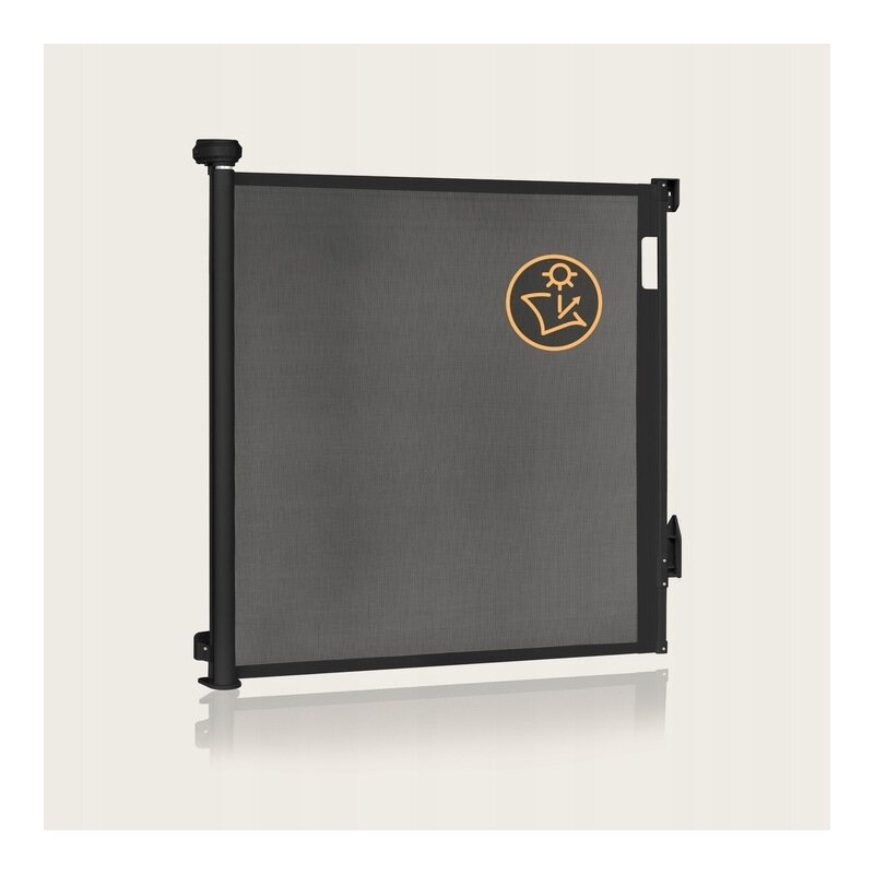 Poarta de siguranta, Lionelo, Thea, Cu suruburi, Textila, Retractabila, Mecanism dublu de blocare, Montaj universal, 80x140 cm, Conform cu standardul european de securitate EN1930, Negru