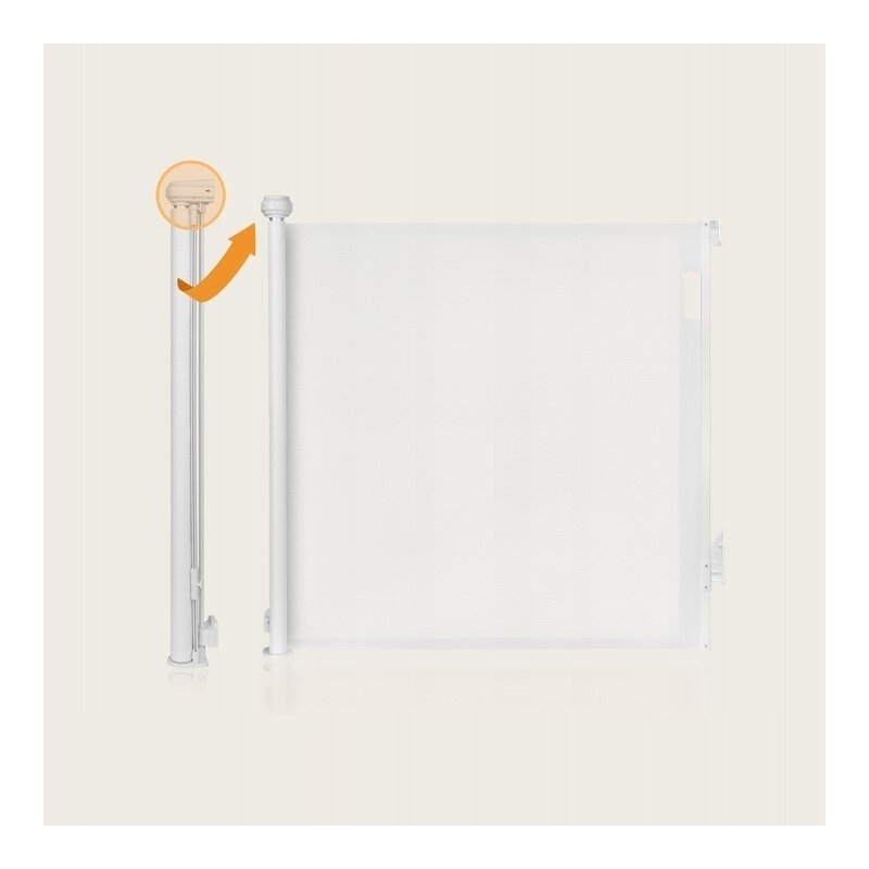Poarta de siguranta, Lionelo, Thea, Textila, Ofera vizibilitate, Retractabila, Mecanism dublu de blocare, Montaj universal, 80x140 cm, Conform cu standardul european de securitate EN1930, Alb