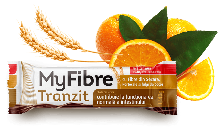 MyFibre - Tranzit Baton cu fibre din secara, portocale si fulgi de cocos 40g