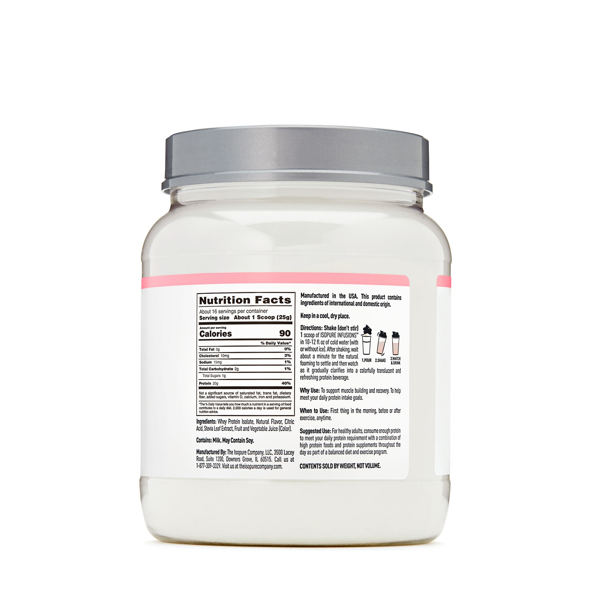 Proteina izolata din zer cu aroma de punch tropical, 400 g, Isopure