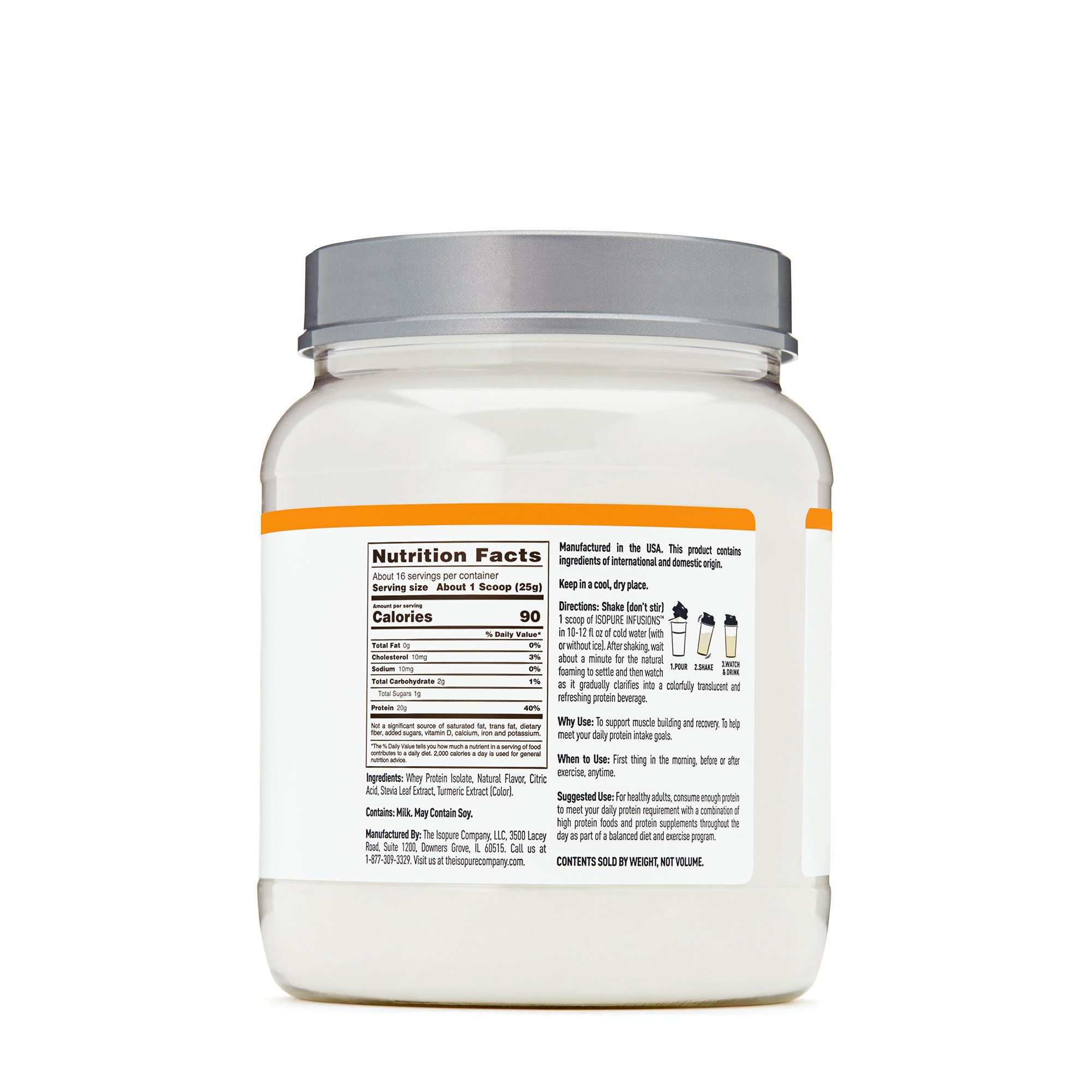 Proteina izolata din zer cu aroma de citrice Infusions, 400 g, Isopure