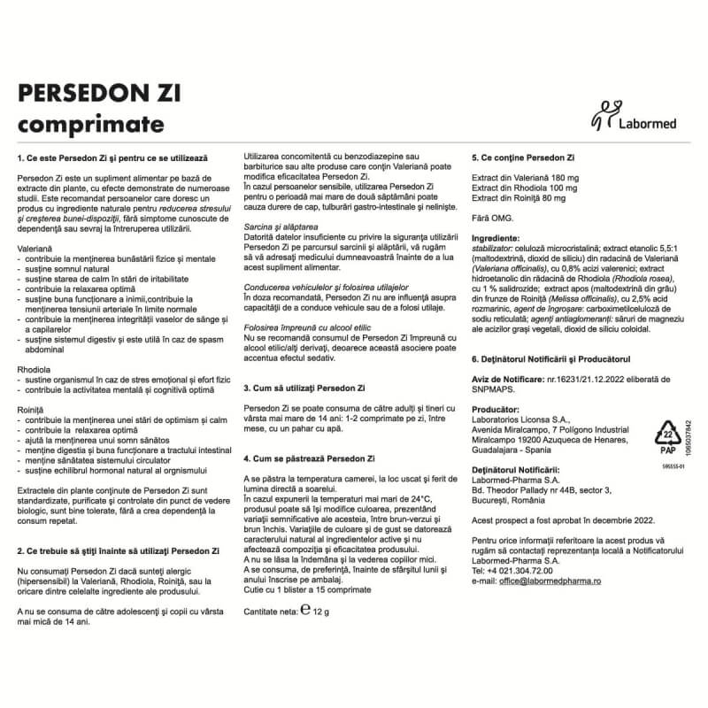Persedon Zi, 15 comprimate, Labormed