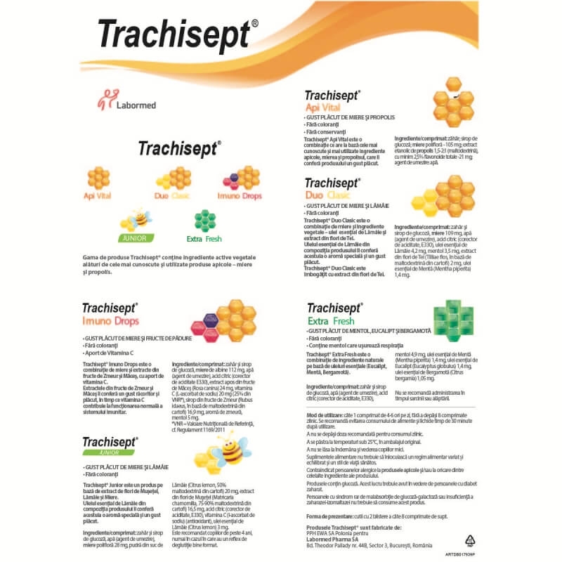 Trachisept Junior, 16 comprimate pentru supt, Labormed
