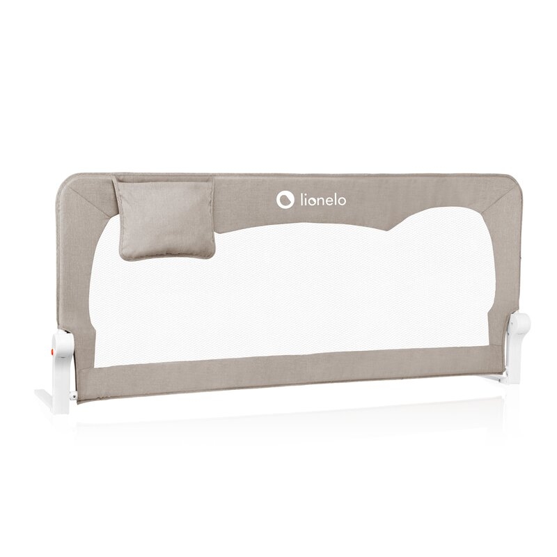 Protectie laterala pat, Lionelo, Hanna, Cu buzunar accesorii, 150x66 cm, Conform cu standardul european de securitate BS7072, Bej