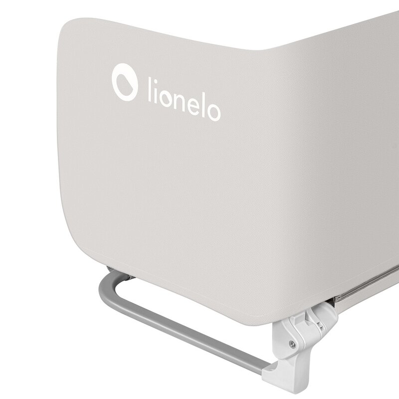 Protectie laterala pat, Lionelo, Lora, Pliabila, Sistem de blocare StandSafe, Geanta de transport inclusa, 105 x 45 cm, Bej