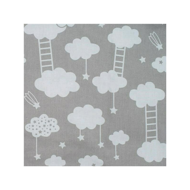 Protectie laterala pentru patut, Tip Bumper impletit, Din bumbac, Din materiale certificate Oeko Tex Standard 100, New Baby, Lungime 225 cm, Grey with clouds