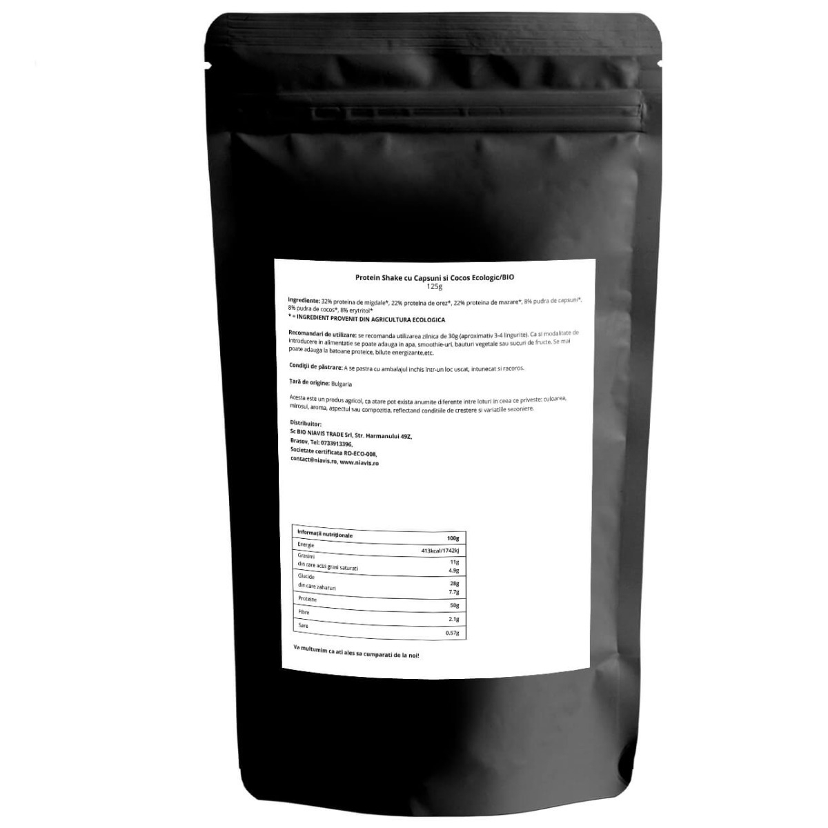 Protein Shake cu capsuni si cocos, 125 g, Niavis