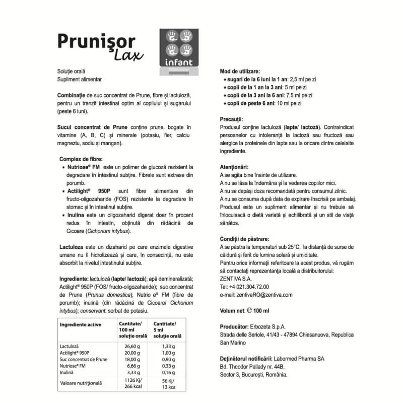 Prunisor Lax sirop Infant Uno, 100 ml, Labormed