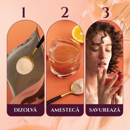 Pudra Colagen Peptan B cu aroma de capsuni, 330 g, Mystea