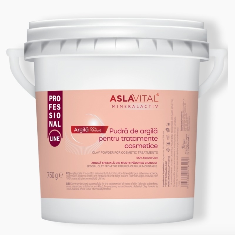 Pudra de argila pentru tratamente cosmetice, 750 g, Aslavital