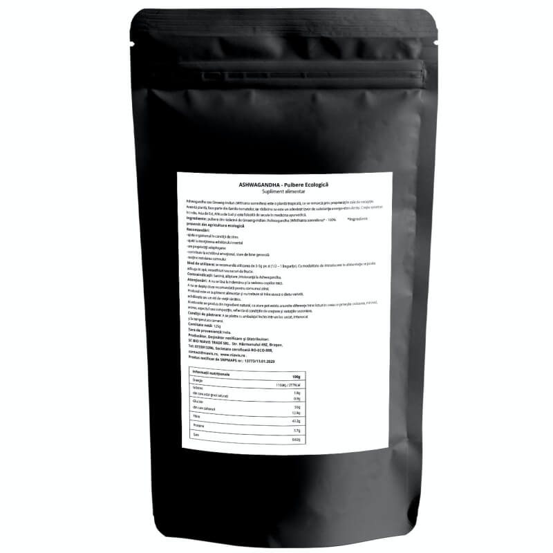 Ashwagandha pulbere ecologica, 125 g, Niavis