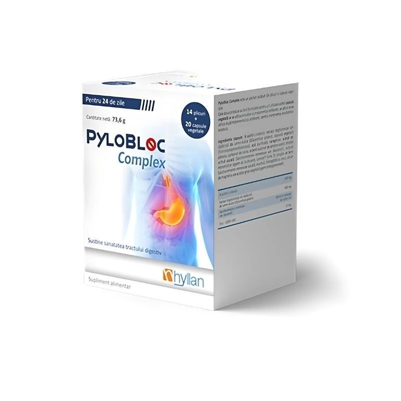 Pylobloc Complex, 20 capsule + 14 plicuri, Hyllan