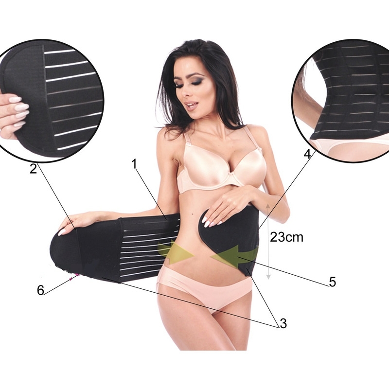Qmini - Centura postnatala abdominala, Reglabila, Cu Velcro, Beige