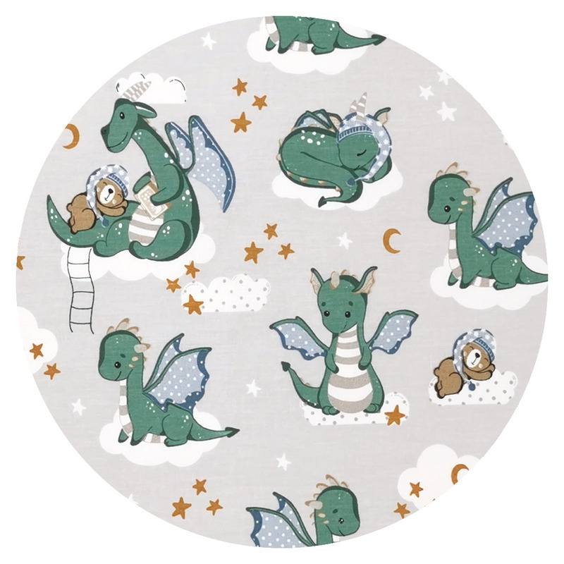 Qmini - Paturica de infasat cu doua fete, Cu multiple utilizari, Cu inchidere arici velcro, Dimensiune 75x75 cm, Din bumbac certificat Oeko Tex Standard 100, Dragons Gray