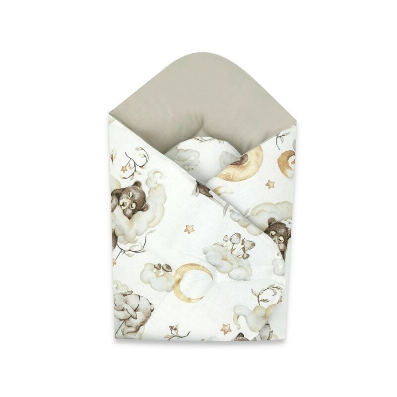 Qmini - Paturica de infasat cu doua fete, Cu multiple utilizari, Cu inchidere arici velcro, Dimensiune 75x75 cm, Din bumbac certificat Oeko Tex Standard 100, Teddy Bear and Friends Beige Qmini - Paturica de infasat cu doua fete, Cu multiple utilizari, Cu inchidere arici velcro, Dimensiune 75x75 cm, Din bumbac certificat Oeko Tex Standard 100, Teddy Bear and Friends Beige