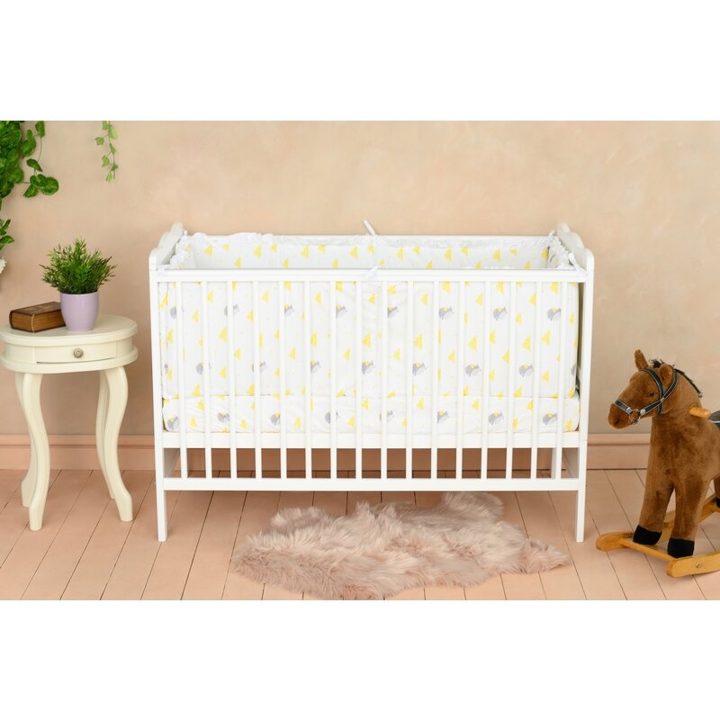 Qmini - Patut din lemn Julia 120x60 cm, multifunctional, Alb + Saltea 12 cm