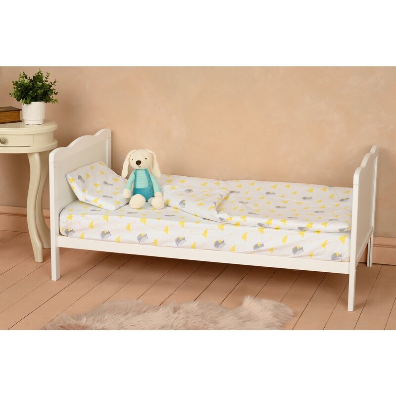 Qmini - Patut din lemn Julia 120x60 cm, multifunctional, Alb + Saltea 12 cm