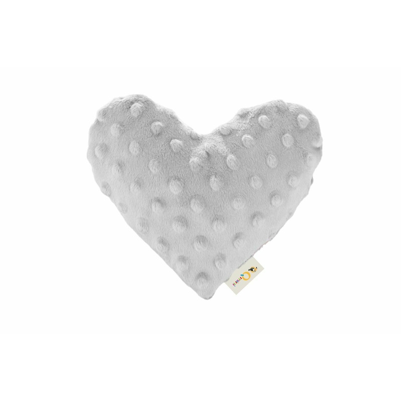 Qmini - Pernuta anticolici umpluta cu samburi de cirese, Cu doua fete, In forma de inima, Minky Light Grey