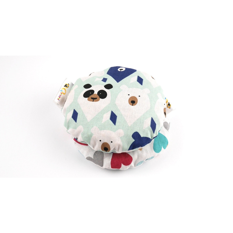 Qmini - Pernuta anticolici umpluta cu samburi de cirese, Cu husa din bumbac, Diametru 14 cm, Pastel Hearts