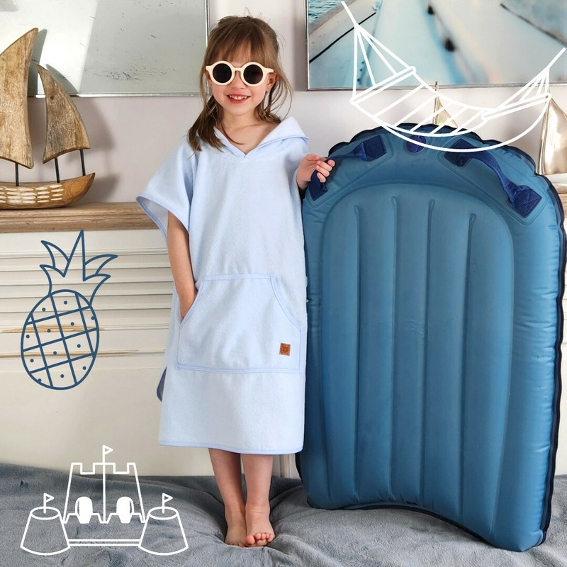 Qmini - Poncho baie, Cu gluga, buzunar si urechi, Materiale certificate Oeko Tex Standard 100, 1 - 4 ani, Heather