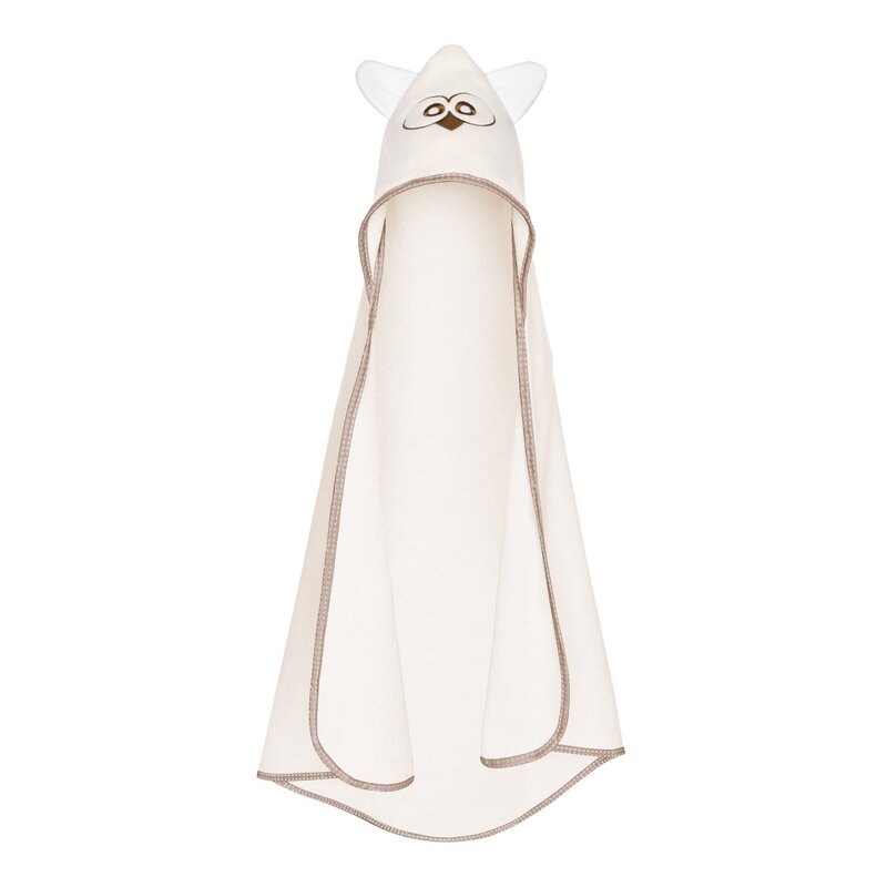 Qmini - Prosop cu gluga cu urechi, Din bumbac, 80x80 cm, Ecru Qwl