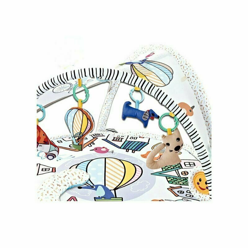 Qmini - Salteluta interactiva Abby . Cu muzica. 20 bile. 6 jucarii . Pentru activitati educationale. din Poliester. 85x85 cm. Multicolor. Resigilat