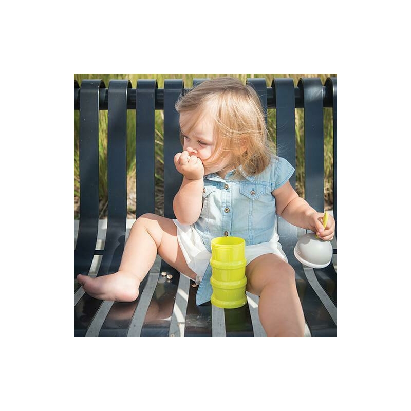 Recipient pentru lapte praf sau gustari, Dose, Cu trei compartimente, BPA Free, Bbluv, Lime
