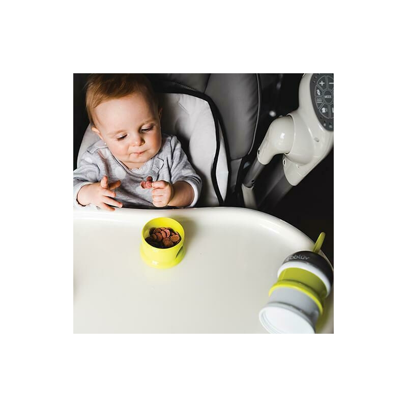 Recipient pentru lapte praf sau gustari, Dose, Cu trei compartimente, BPA Free, Bbluv, Lime