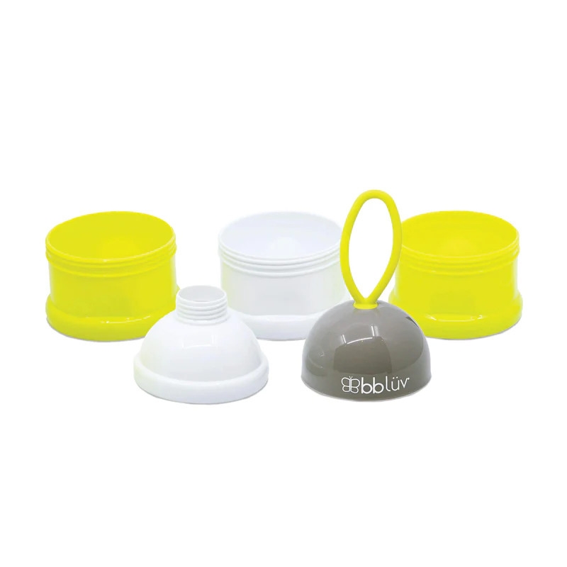 Recipient pentru lapte praf sau gustari, Dose, Cu trei compartimente, BPA Free, Bbluv, Lime