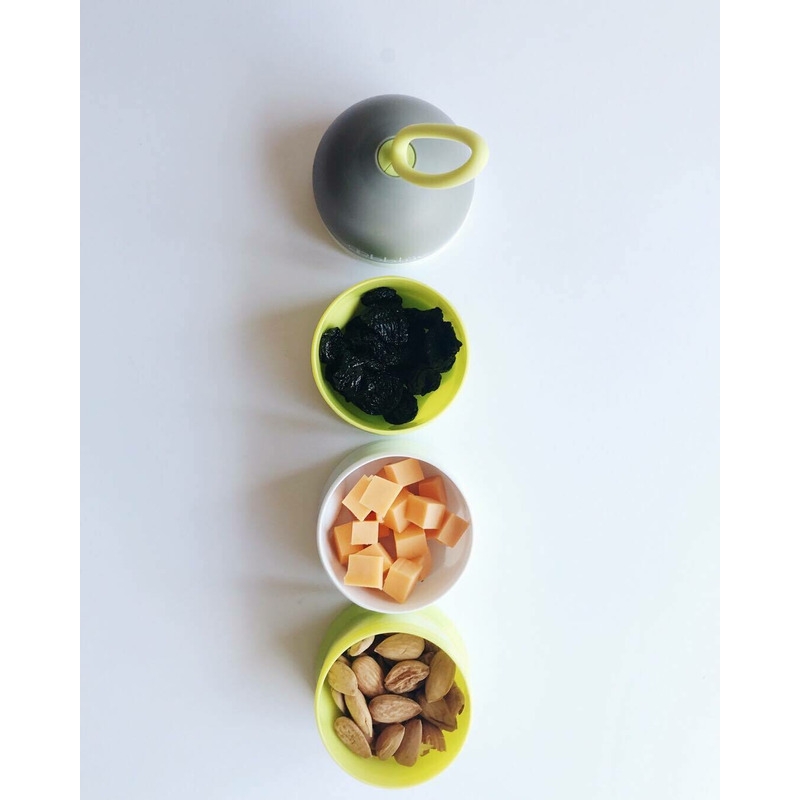 Recipient pentru lapte praf sau gustari, Dose, Cu trei compartimente, BPA Free, Bbluv, Lime