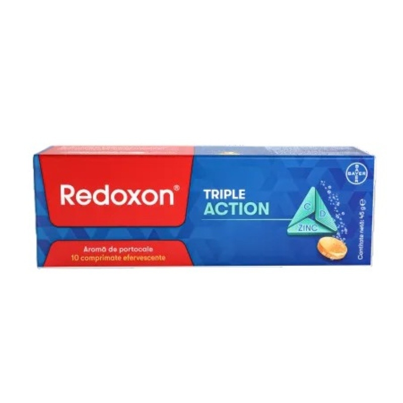 Redoxon Triple Action, Vitamina C, D si Zinc, 10 comprimate efervescente, Bayer