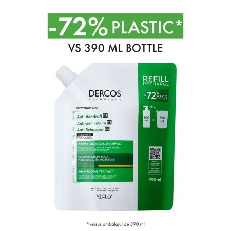 Rezerva eco sampon anti-matreata pentru par uscat Dercos, 390 ml, Vichy
