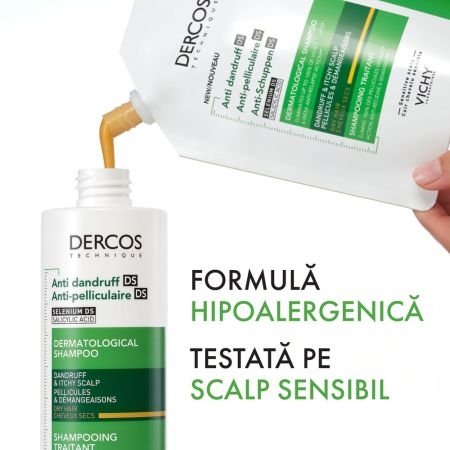 Rezerva eco sampon anti-matreata pentru par uscat Dercos, 390 ml, Vichy