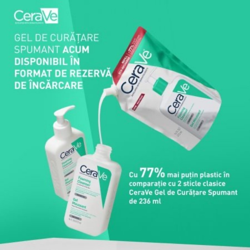 Rezerva gel de curatare spumant pentru piele normal-grasa, 473 ml, Cerave