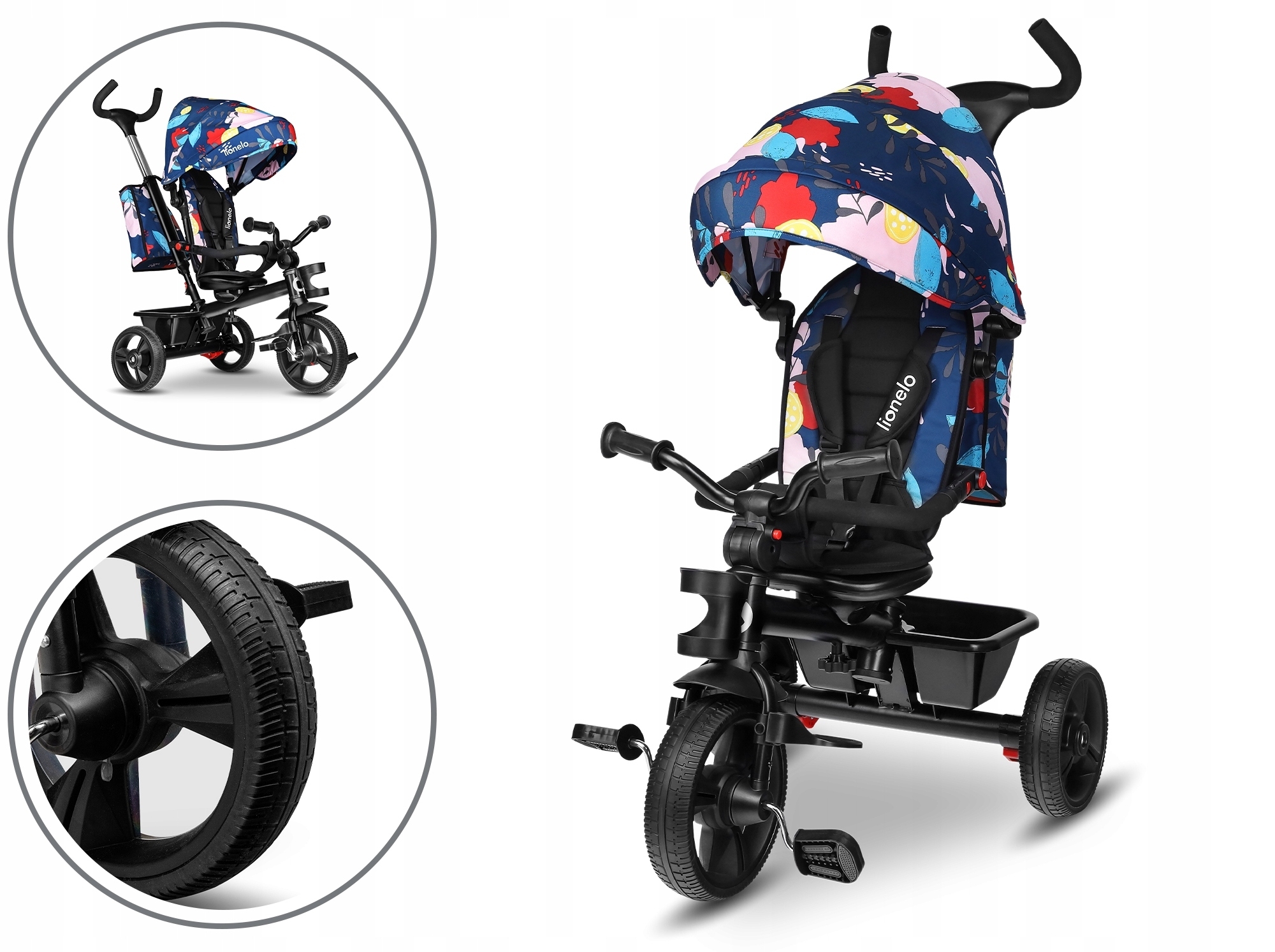 Lionelo - Tricicleta multifunctionala cu sezut reversibil, pliabila, Haari, Blue Navy